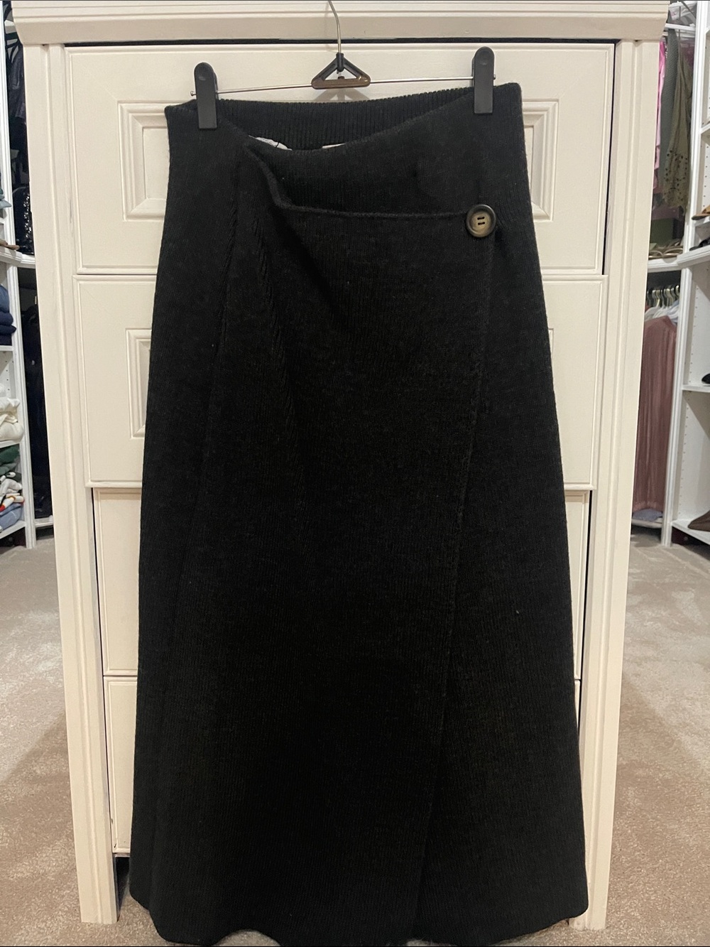 Zara Black Wrap Maxi Skirt with Button Detail